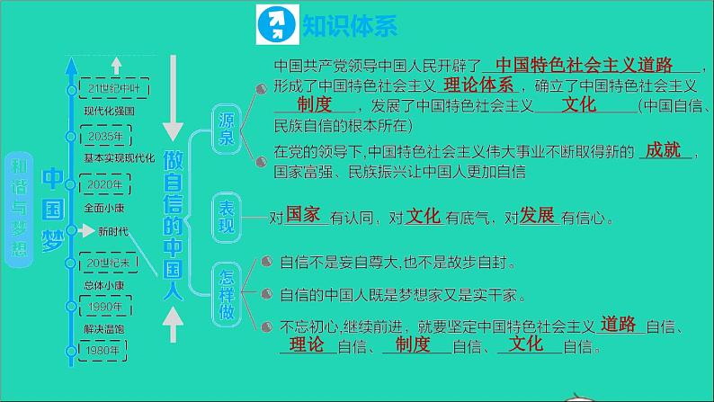 政治人教版九年级上册同步教学课件第4单元和谐与梦想复习训练08