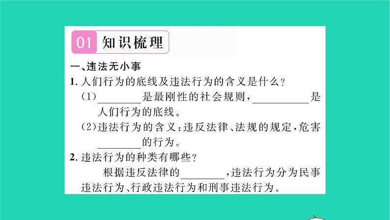 政治人教版八年级上册同步教学课件第2单元遵守社会规则第5课做守法的公民第1框法不可违习题02