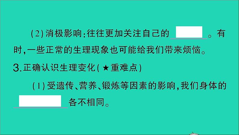 政治人教版七年级下册同步教学课件第1单元青春时光第1课青春的邀约第1框悄悄变化的我作业1第8页