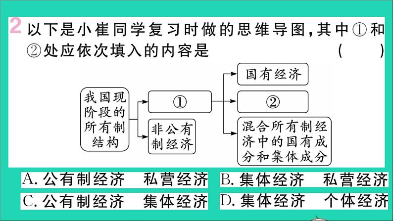 政治人教版八年级下册同步教学课件第3单元人民当家作主第5课我国的政治和经济制度第1框基本经济制度作业第3页