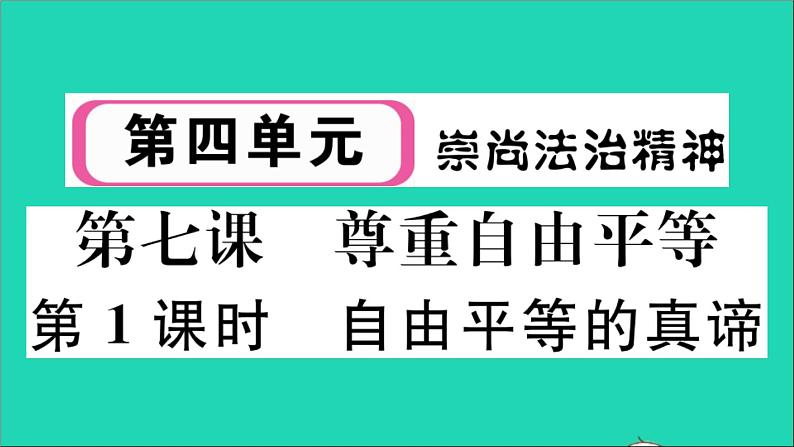 政治人教版八年级下册同步教学课件第4单元崇尚法治精神第7课尊重自由平等第1框自由平等的真谛作业01