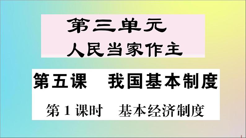 政治人教版八年级下册同步教学课件第3单元人民当家作主第5课我国基本制度第1课时基本经济制度作业第1页