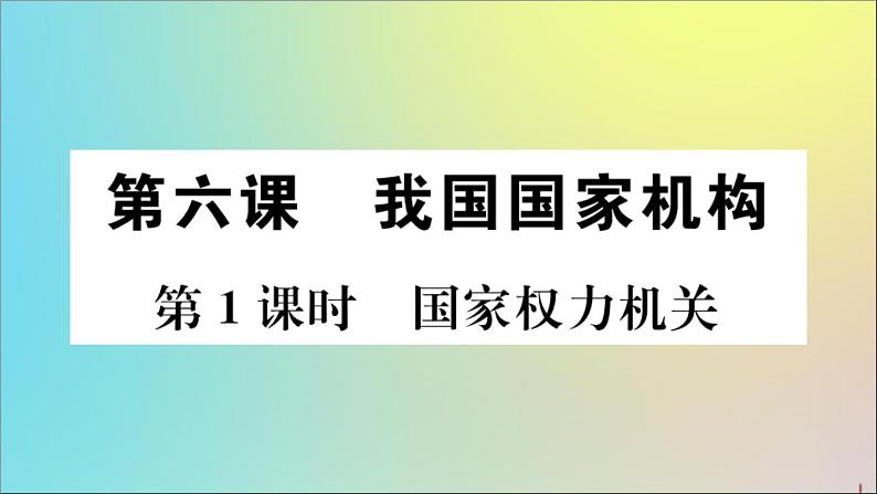 政治人教版八年级下册同步教学课件第3单元人民当家作主第6课我国国家机构第1课时国家权力机关作业第1页