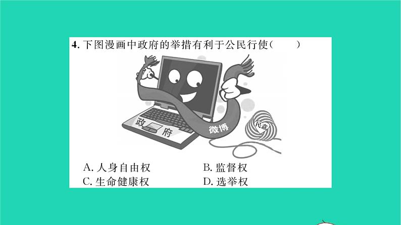 政治人教版九年级上册同步教学课件第2单元民主与法治第3课追求民主价值第2框参与民主生活习题07