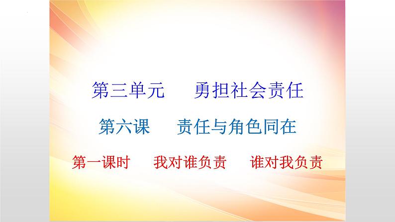 初中道德与法治 八年级上册  6.1 我对谁负责   谁对我负责    课件01