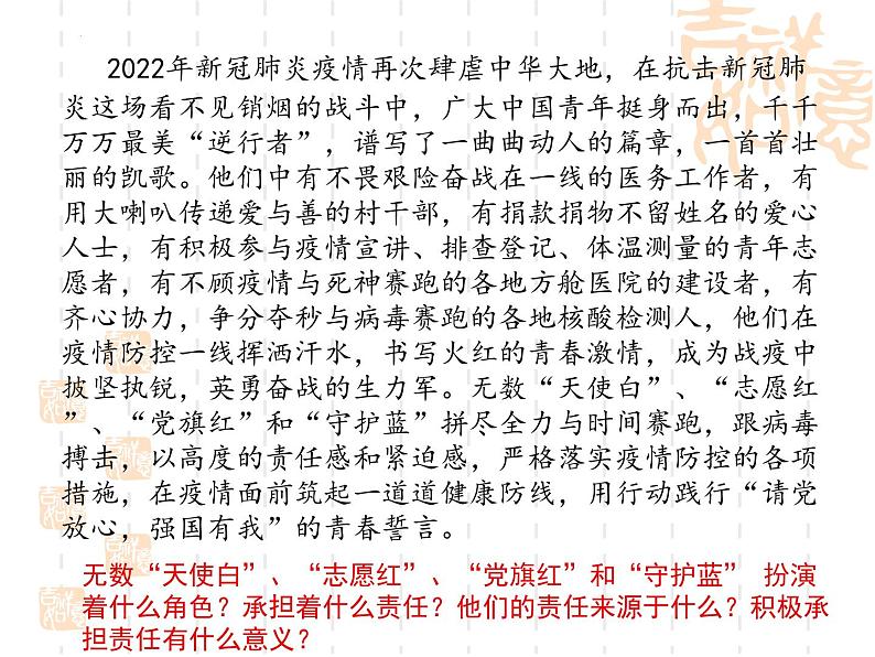 统编版初中道德与法治八年级上册6.1我对谁负责 谁对我负责  课件01