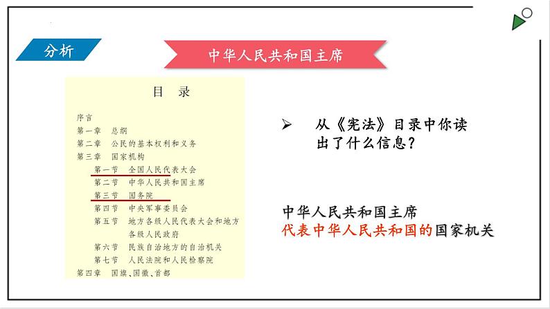 部编版八年级下册政治 第三单元 第六课 中华人民共和国主席  课件03