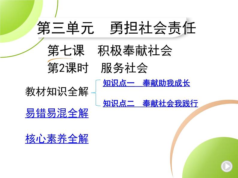 八年级上册道德与法治03-第三单元　勇担社会责任 02-第七课　积极奉献社会第2课时课件+同步练习01