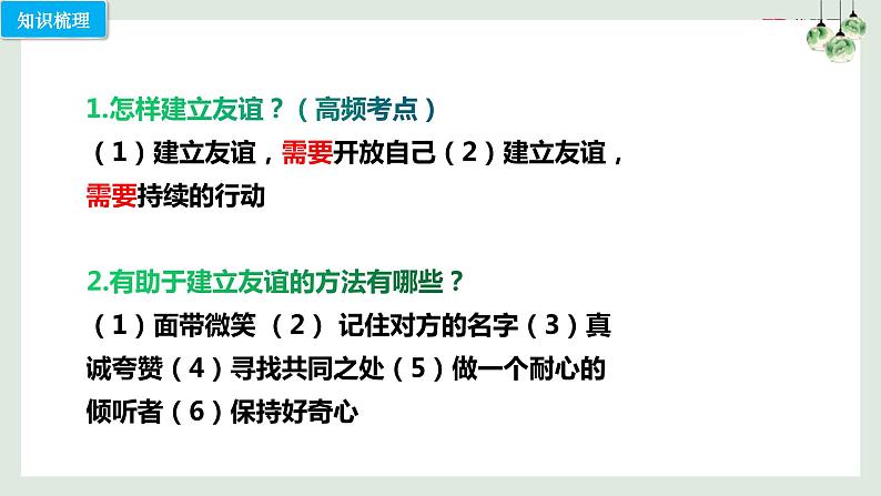 第五课 交友的智慧（考点串讲）-2022-2023学年七年级道德与法治上学期期中期末考点大串讲（部编版） 试卷课件05