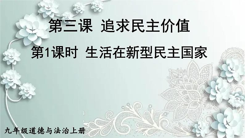 部编版道德与法治九年级上册 第1课时 生活在新型民主国家 课件第1页