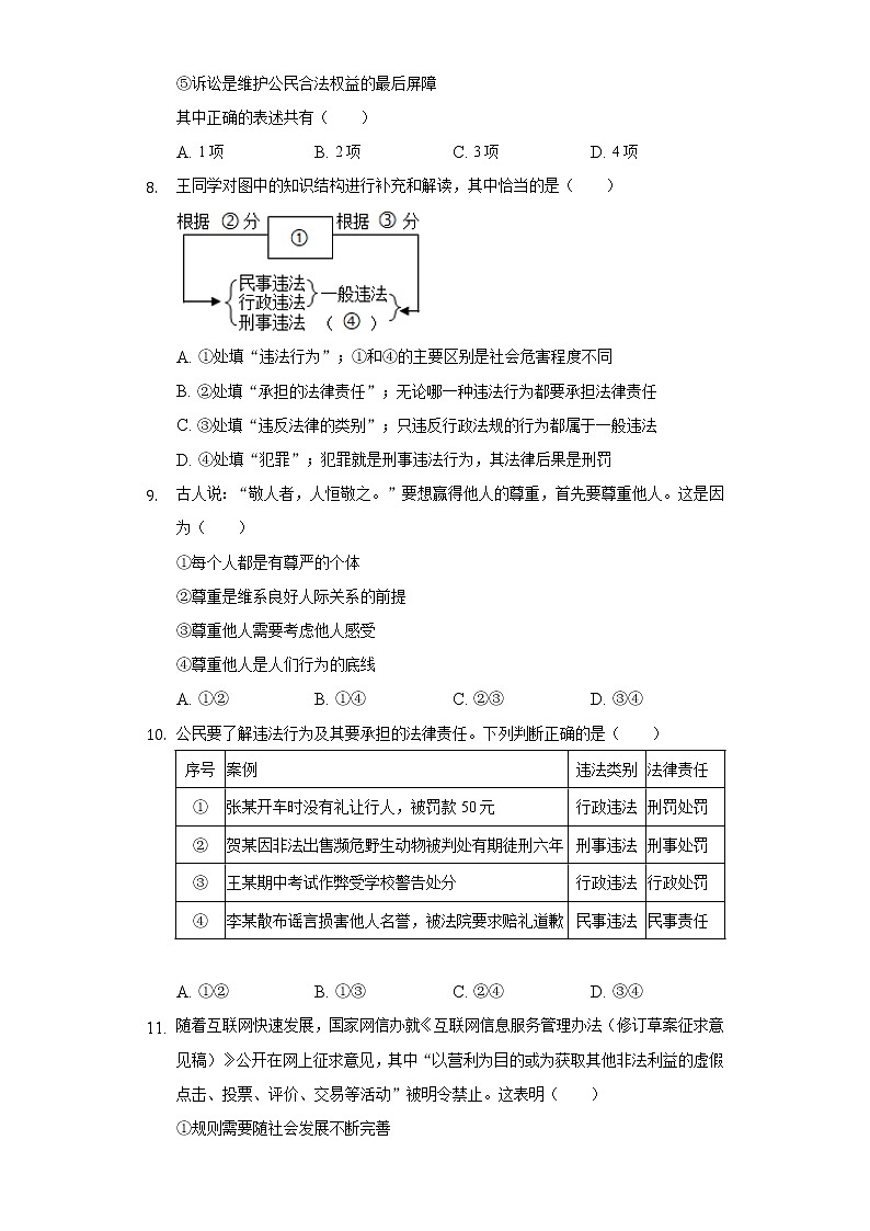 2022-2023学年江苏省南京市秦淮区六校八年级（上）期中道德与法治试卷（含解析）03
