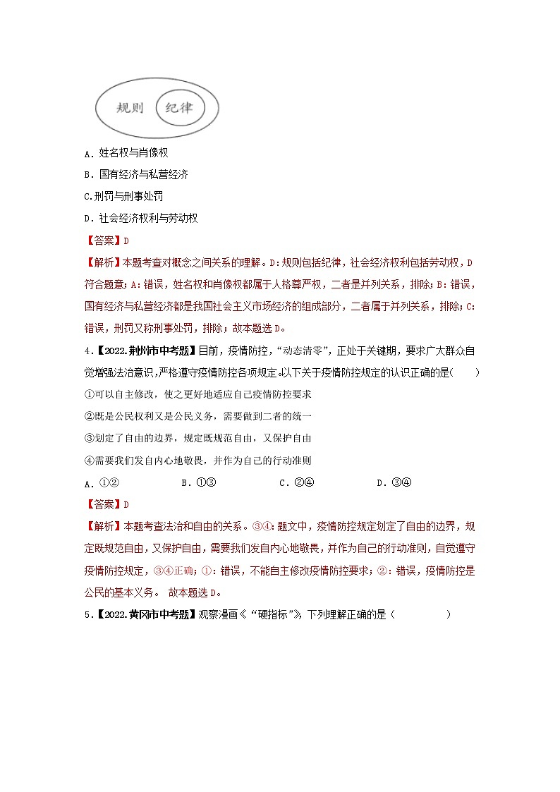 考点09 公民权利，公民义务-三年（2020-2022）中考道德与法治真题分项汇编（湖北专用）（解析版）第2页