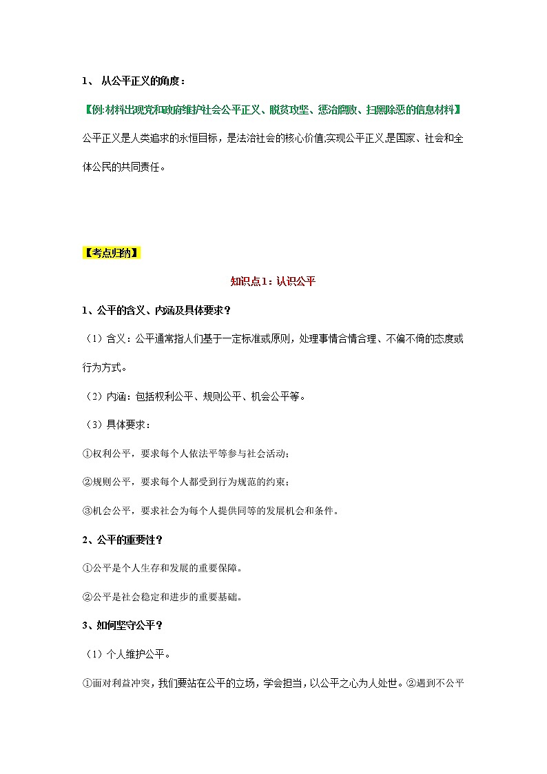 考点19 维护公平正义（考点清单）第2页