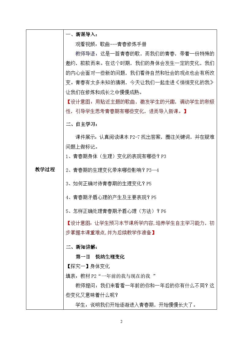 部编版7下道德与法治第一课第一框《悄悄变化的我》课件+教案02