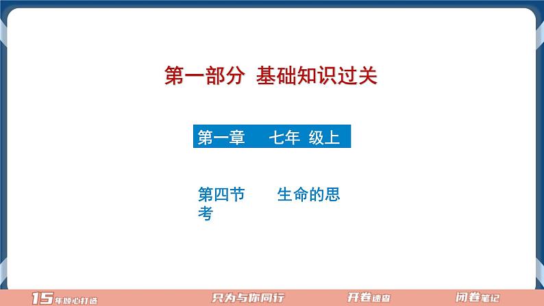 7.4  2022年初中道德与法治 中考一轮复习第4课时七上四生命的思考第1页