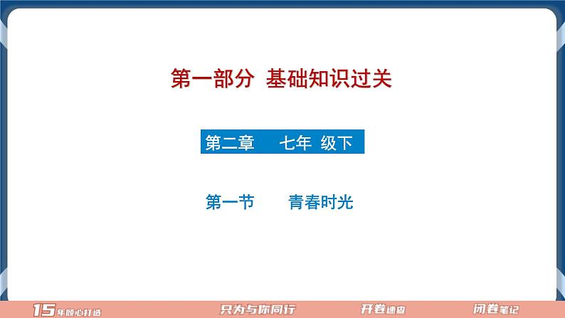 7.5  2022年初中道德与法治 中考一轮复习第5课时七下一青春时光 课件01