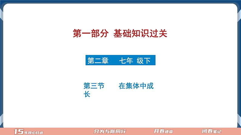 7.7  2022年初中道德与法治 中考一轮复习第7课时七下三在集体中成长第1页