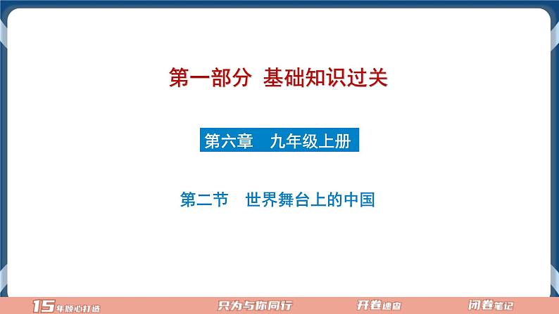 9.6  2022年初中道德与法治 中考一轮复习第22课时九下二世界舞台上的中国第1页