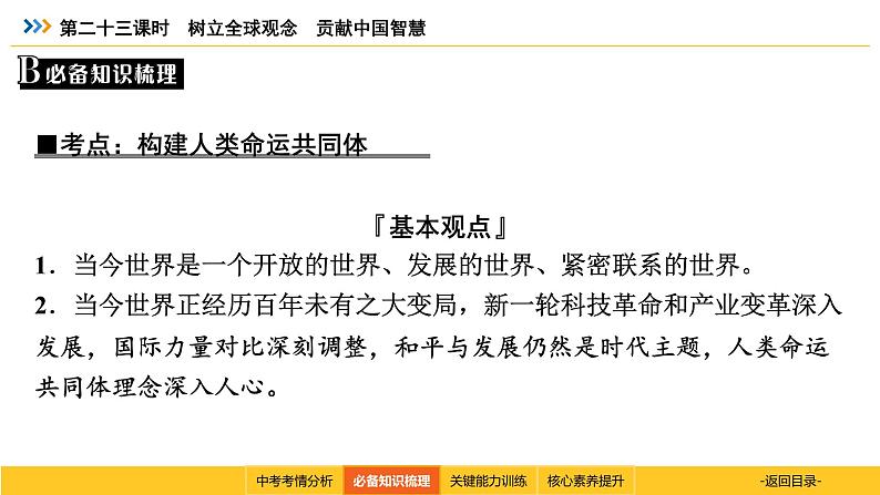 统编道法中考考点解读：第二十三课时　树立全球观念　贡献中国智慧 课件第4页