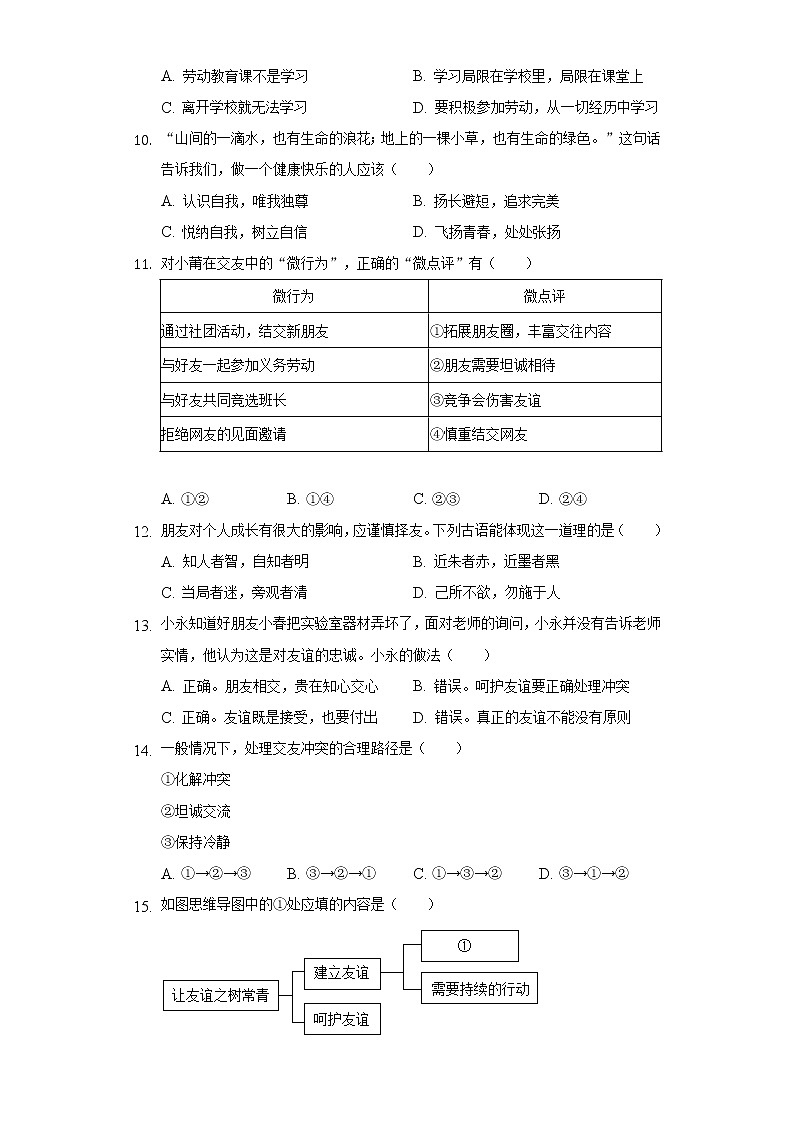 2022-2023学年江苏省连云港市海州区七年级（上）期中道德与法治试卷（含解析）第3页