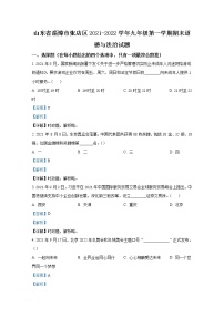 山东省淄博市张店区（五四制）2021-2022学年九年级上学期期末道德与法治试题（解析版）