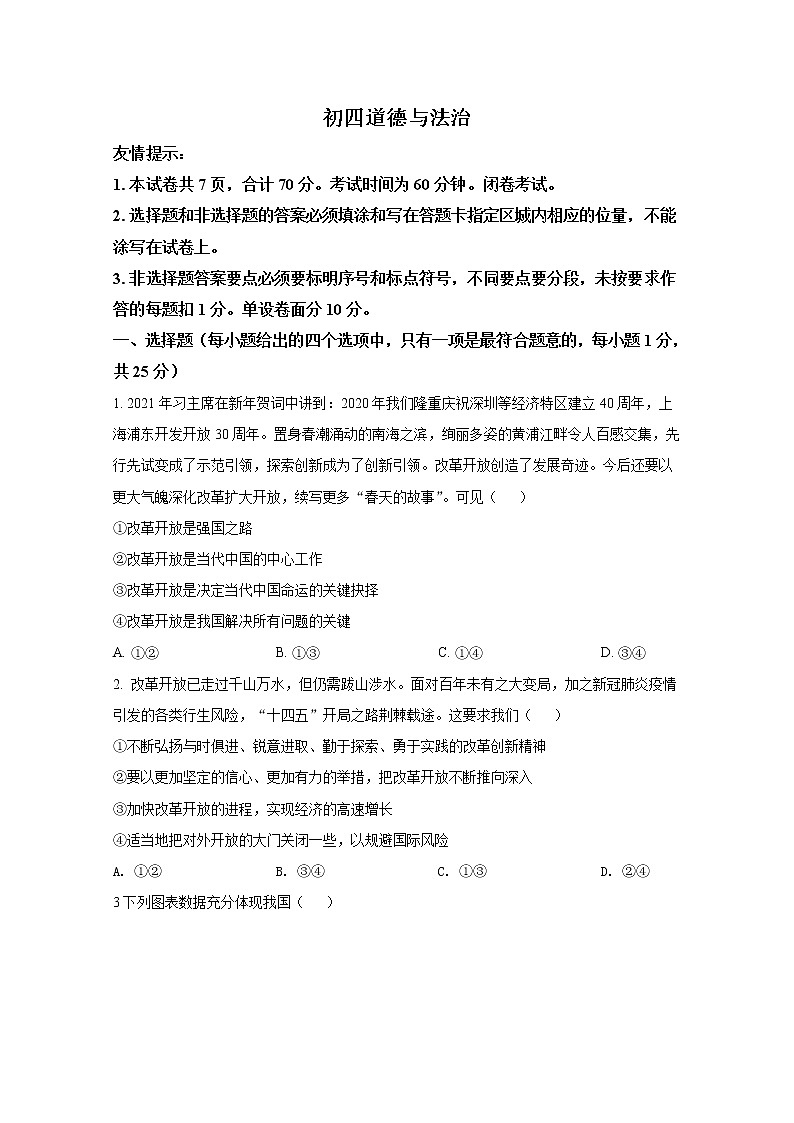 山东省威海乳山市（五四制）2021年九年级道德与法治上学期期末试题（含答案）01