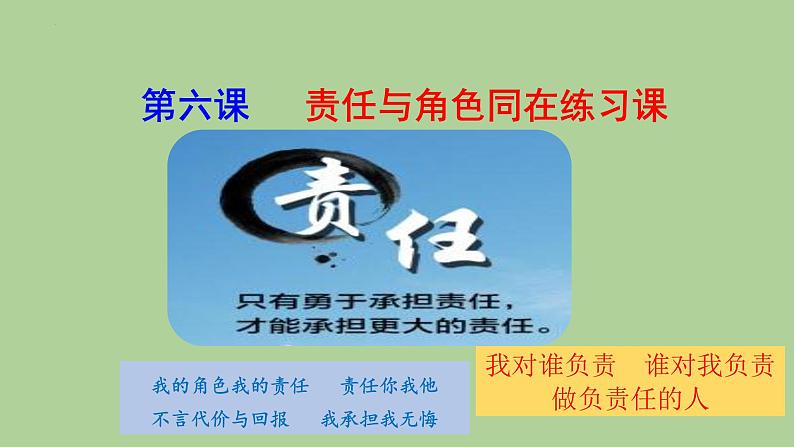 2022-2023学年部编版道德与法治八年级上册 第六课 责任与角色同在 复习课件01