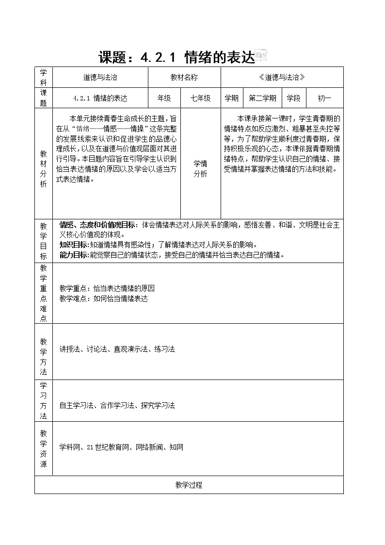 4.2 情绪的管理 课件（送教案）01