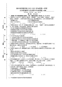 江苏省泰州市海陵学校 2022-2023学年九年级上学期期中道德与法治试卷(含答案)