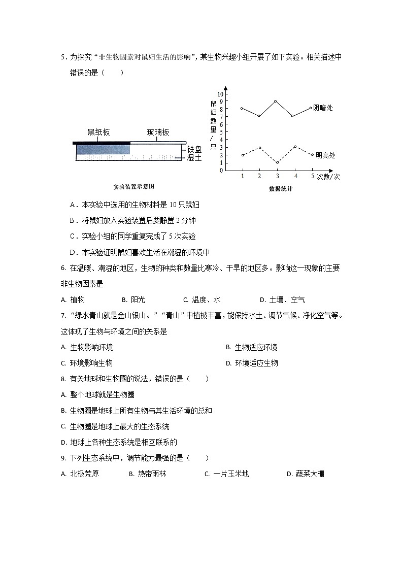 安徽省涡阳县高炉镇普九学校2022-2023学年七年级上学期第二次月考生物试卷(含答案)第2页
