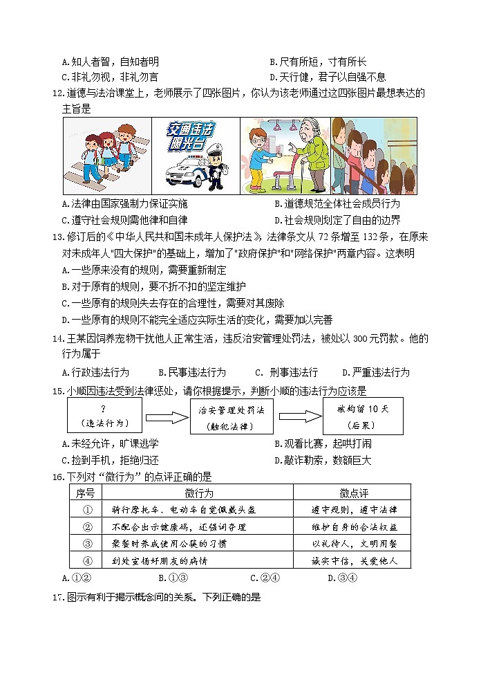 2022-2023学年第一学期八年级道德与法治期末综合复习卷（06）第3页