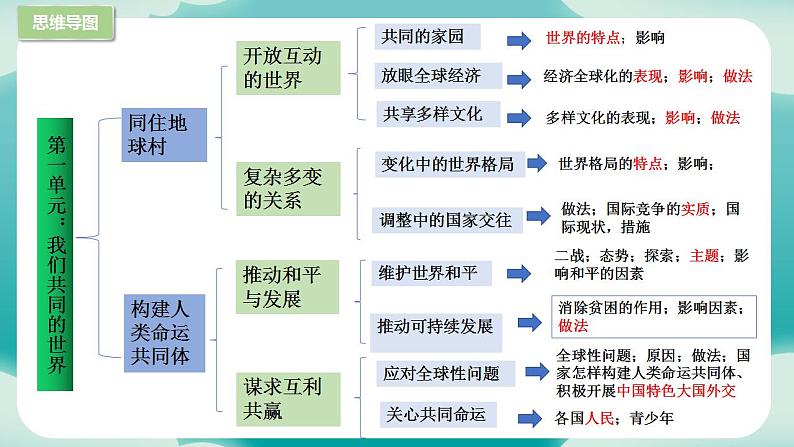 部编版9下道德与法治第一单元我们共同的世界 复习课件04