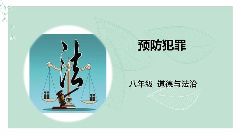 道德与法治八年级上册同步课件 《预防犯罪》教学课件第1页