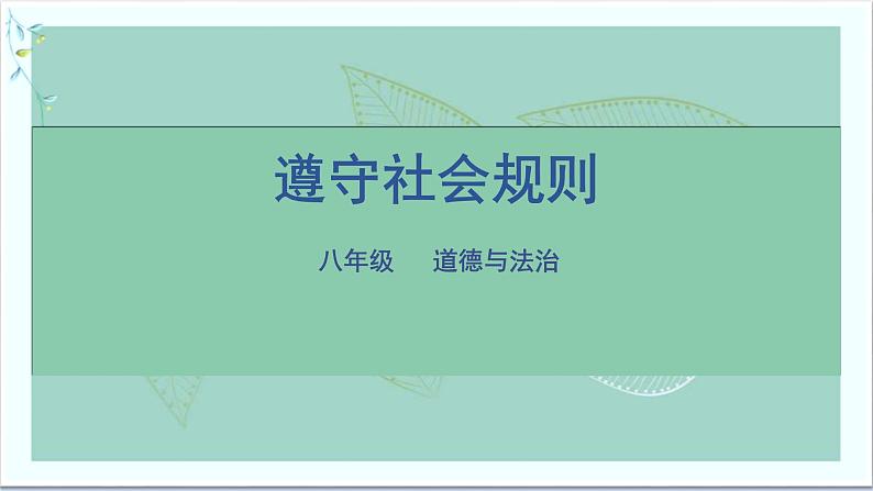 道德与法治八年级上册同步课件 遵守社会规则第1页