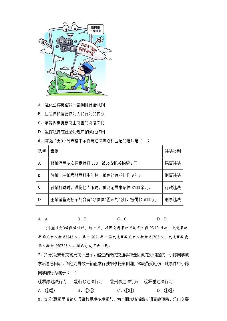 5.1法不可违寒假复习自测部编版道德与法治八年级上册02