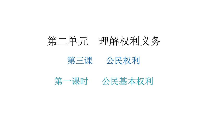 人教版八年级道德与法治下册第一课时公民基本权利教学课件01