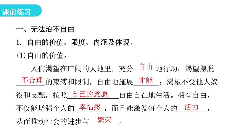 人教版八年级道德与法治下册第一课时自由平等的真谛教学课件05