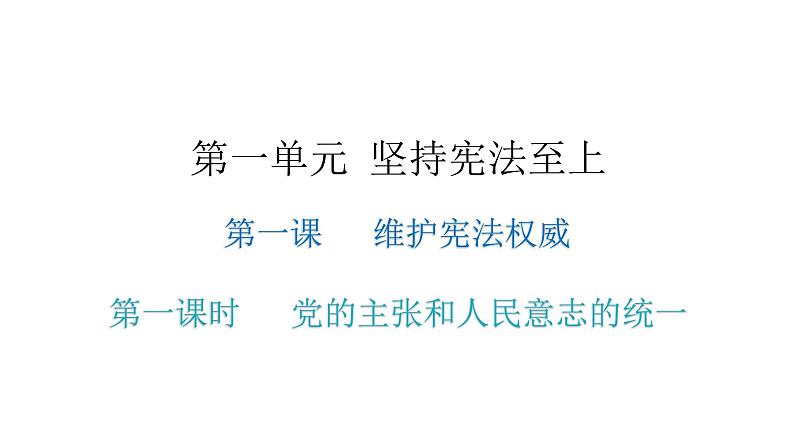 人教版八年级道德与法治下册第一课时党的主张和人民意志的统一课后作业课件第1页