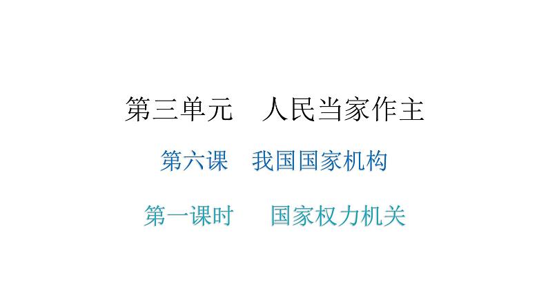 人教版八年级道德与法治下册第一课时国家权力机关课后作业课件第1页