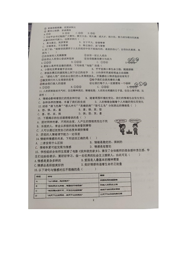 华东师范大学第二附属中学乐东黄流中学2021-2022学年七年级下学期期中考试道德与法治试卷（图片版）02