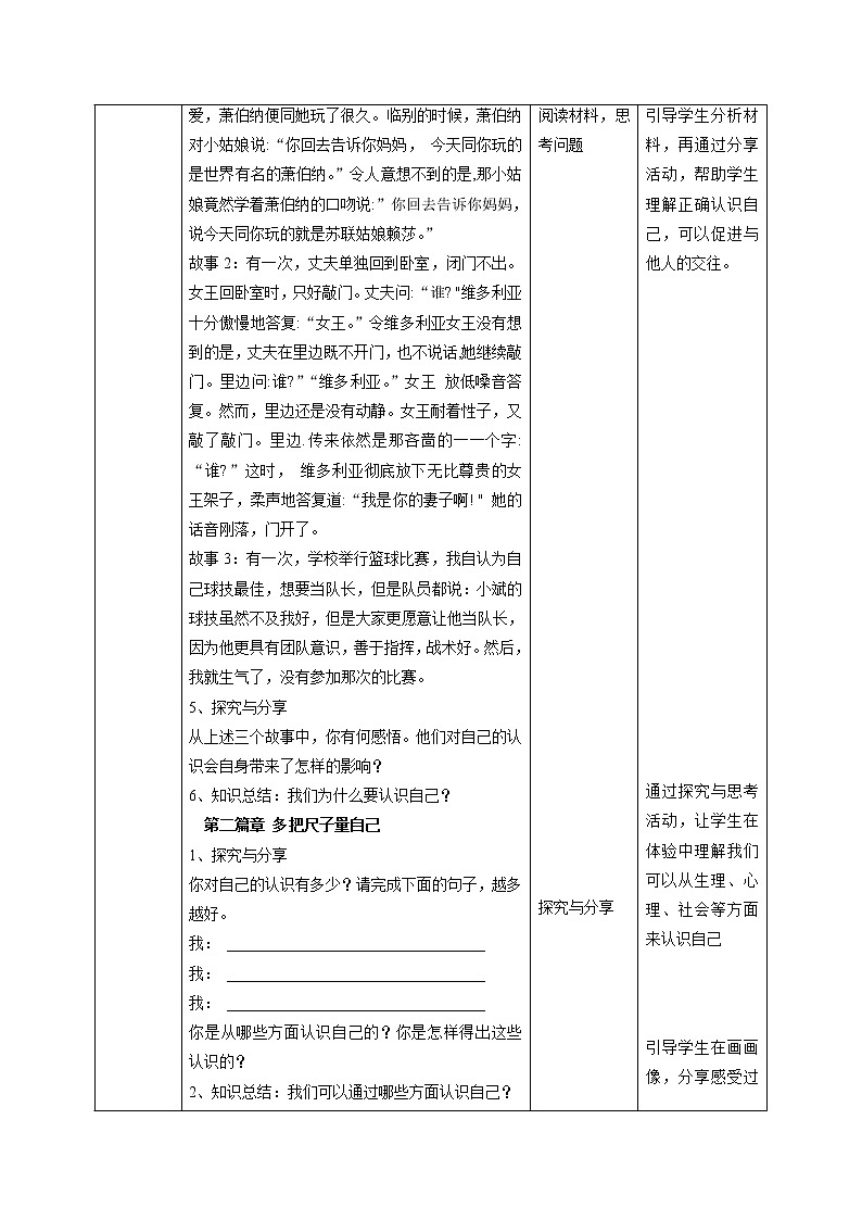 3.1认识自己（教案）-2022-2023学年道德与法治上册高效备课精优课件＋教案第2页