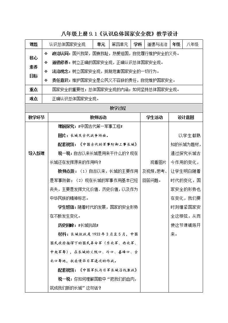 9.1认识总体国家安全观（教学课件）八年级道德与法治上册同步备课系列（部编版）01