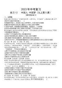 2023年中考道德与法治一轮复习专题练习12 中国人 中国梦