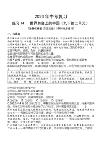 2023年中考道德与法治一轮复习专题练习14 世界舞台上的中国