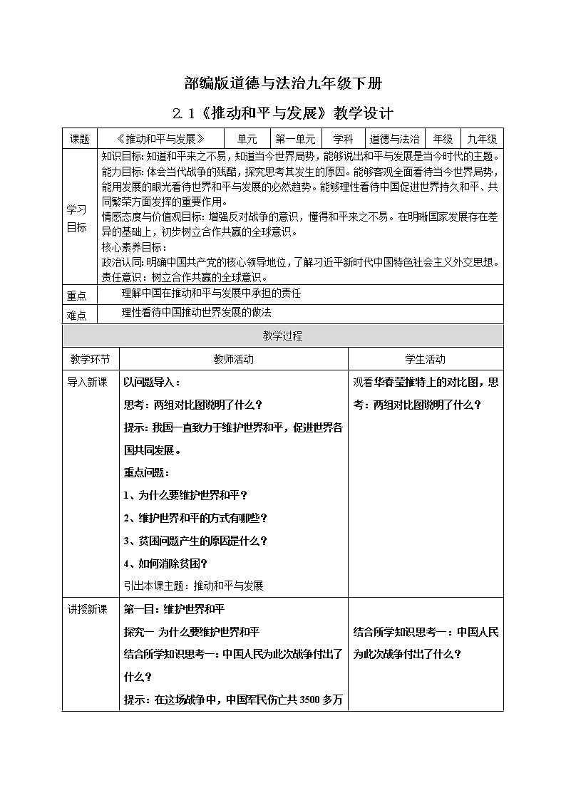 1.2.1《推动和平与发展》课件+教案+素材01