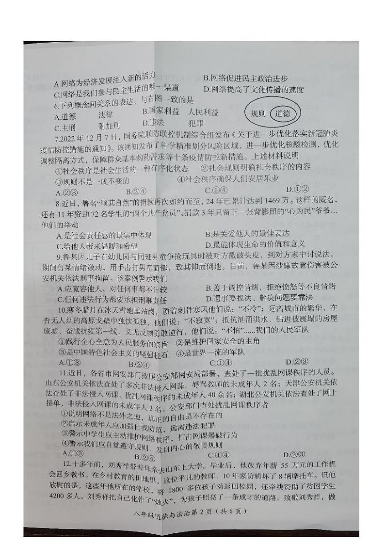 河南省洛阳市2022-2023学年八年级上学期期末考试道德与法治试卷第2页