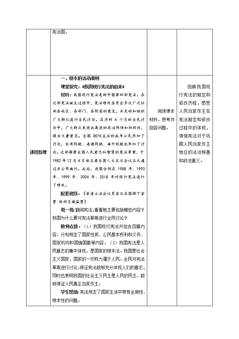 2.1 坚持依宪治国  教学设计 部编版八年级道德与法治下册第2页