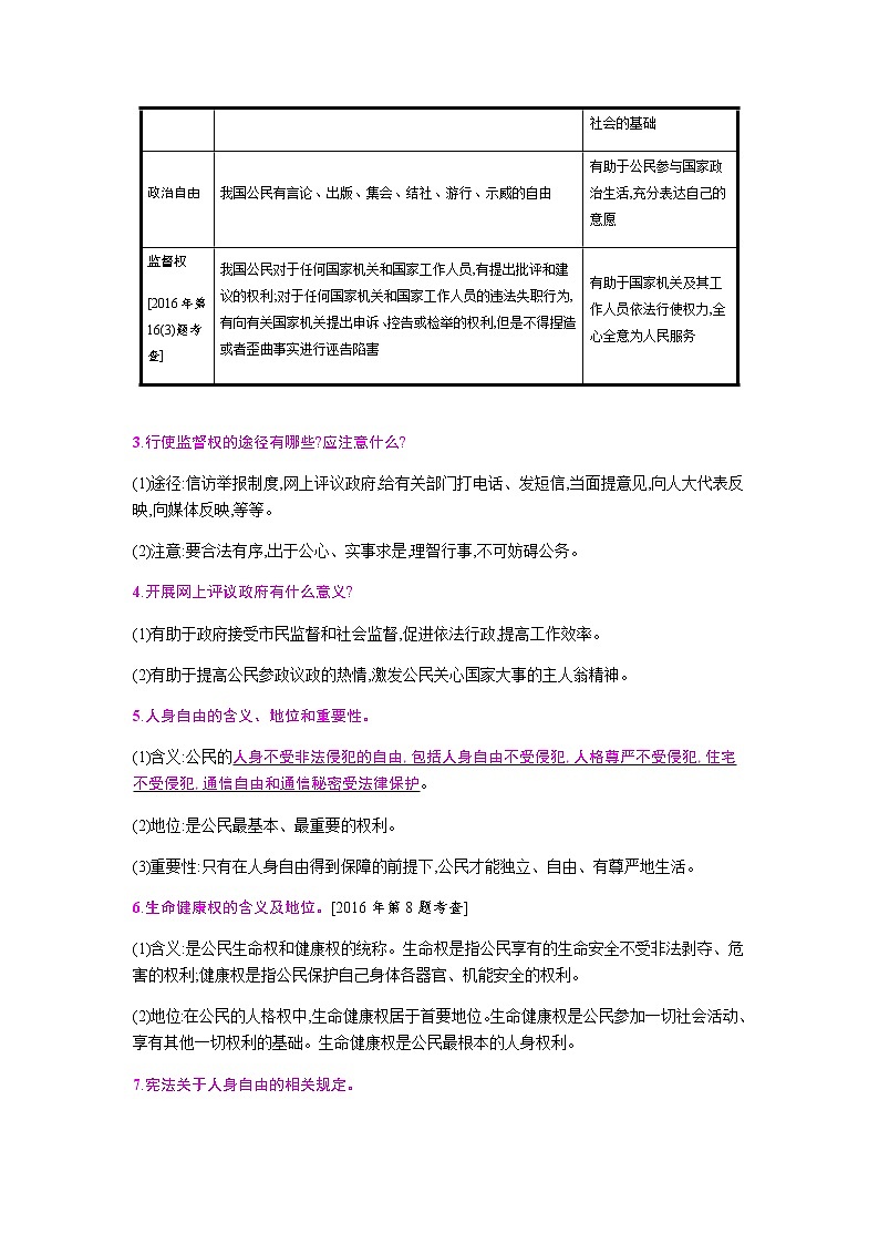 初中政治中考复习 第二单元  理解权利义务 试卷03