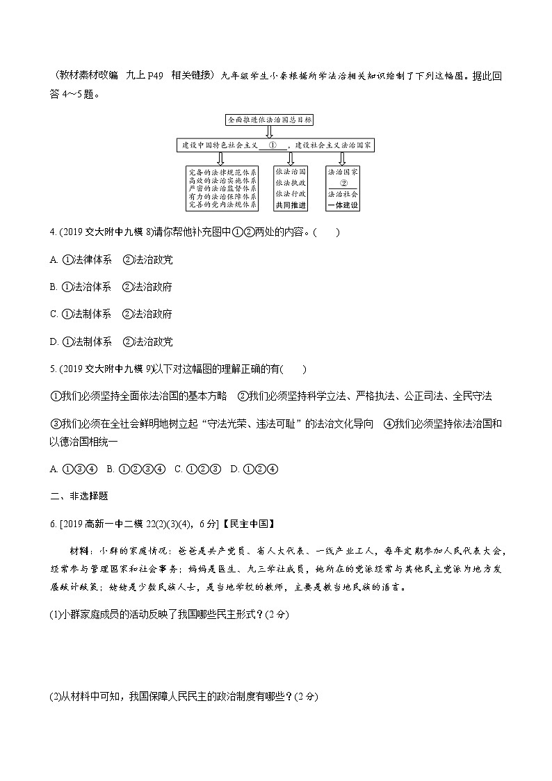初中政治中考复习 第二单元　民主与法治 试卷03
