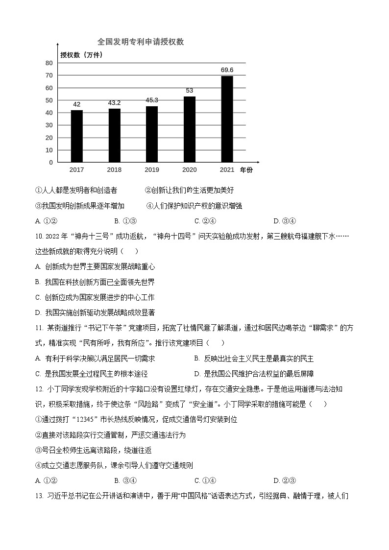 精品解析：广东省广州市外国语学校2022-2023学年九年级上学期期末道德与法治试题03